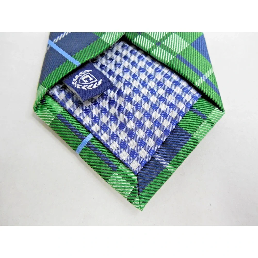 Chaps Neck Tie Boy's Classic Green & Blue Plaid 100% Polyester 48